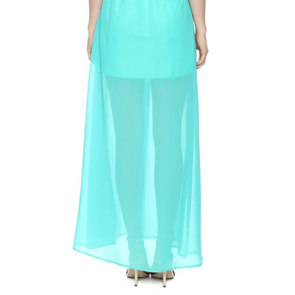 love J Strapless Chiffon Maxi Dress size M - Olive Green - Picture 9 of 9